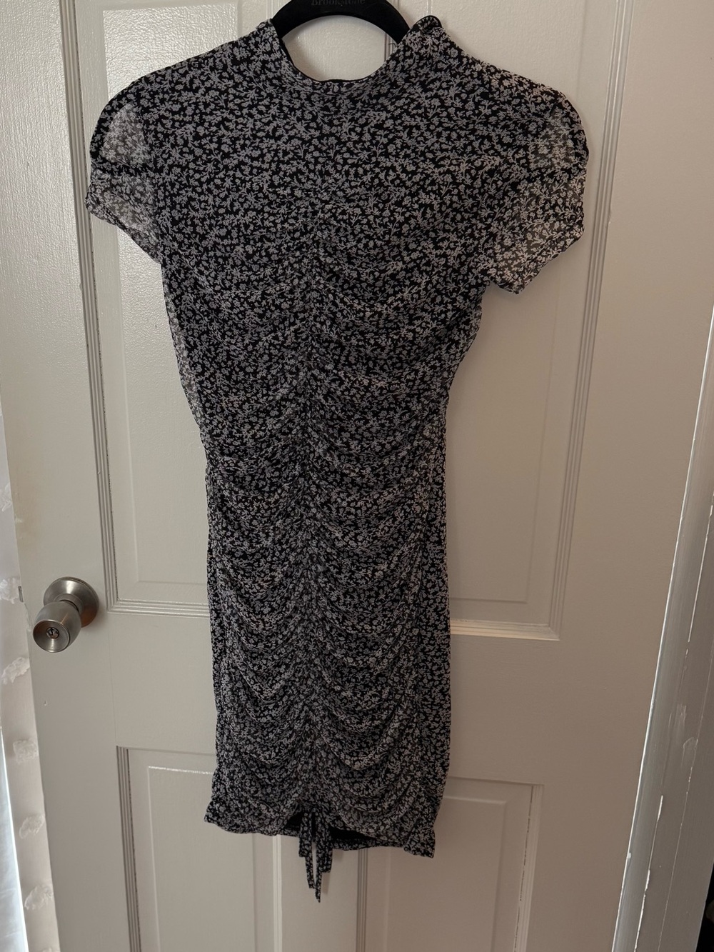 Forever 21 Black and White Floral Ruched Mini Dress